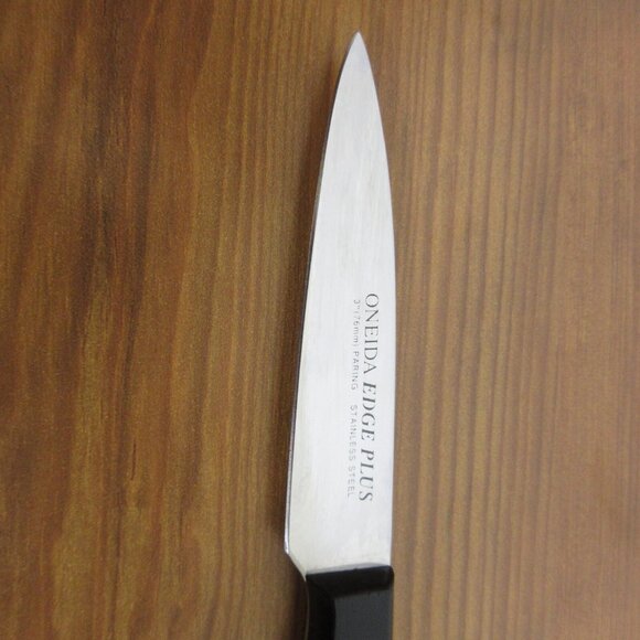 Oneida Edge Plus Paring Knife 3" Stainless Steel Blade Cutlery Black Handle 7.25 - Picture 5 of 6